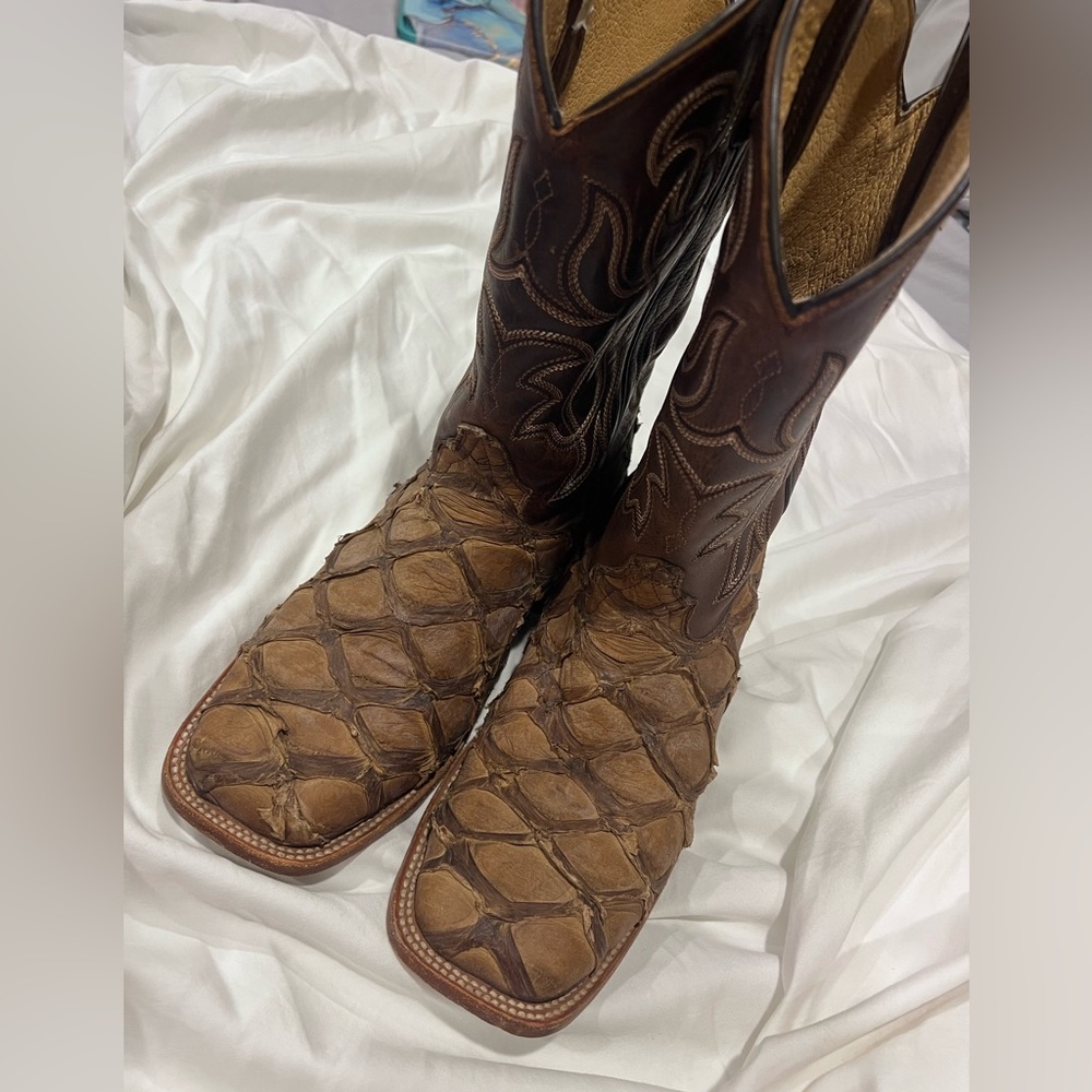 Pirarucu Skin Boots by Cody James. Lightly worn.